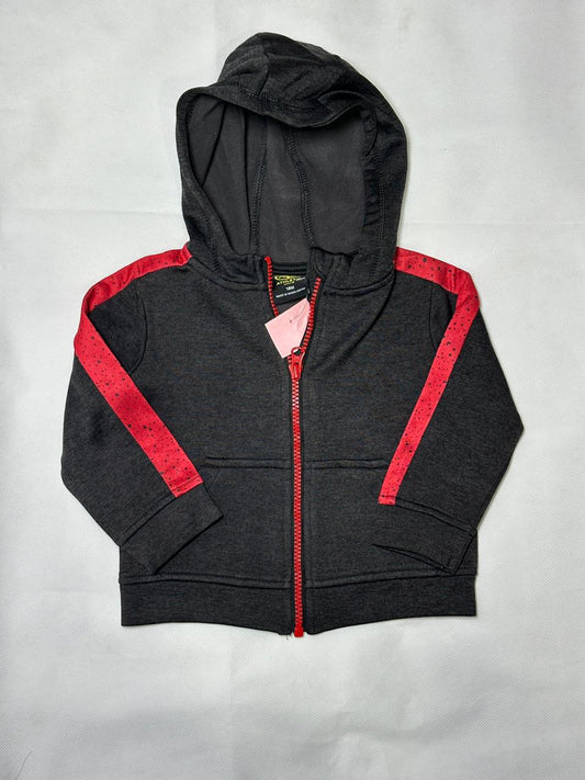 Preloved Toddler Boys Charcoal & Red Speckled Athletic Zip-Up Hoodie