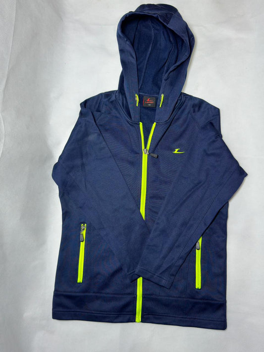 Preloved Kids Boys Navy Blue & Neon Yellow Athletic Full-Zip Hoodie