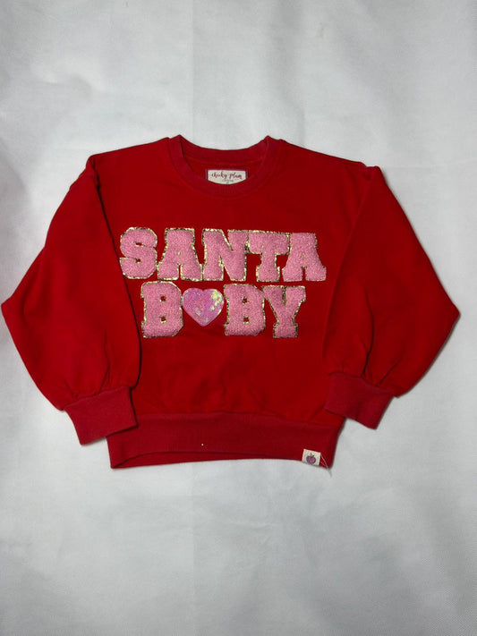 Preloved Kids Girls Red Santa Baby Reversible Sequin Lettering Sweatshirt