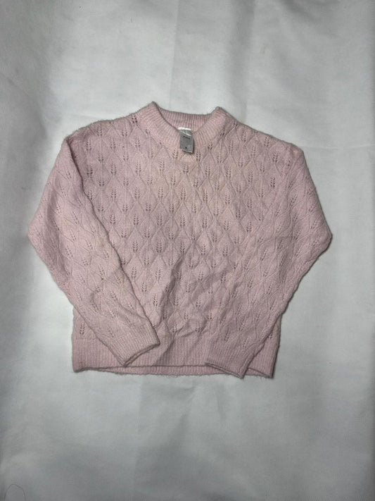 Preloved Kids Girls Soft Pink Pointelle Open-Knit Pullover Sweater