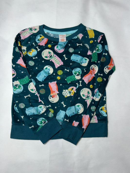 Preloved Kids Girls Dark Teal Space Corgi Astronaut Graphic Sweatshirt