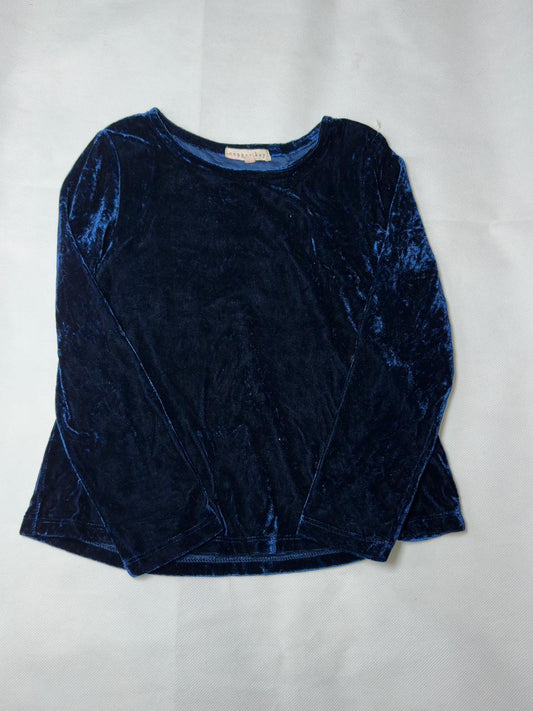 Preloved Kids Girls Navy Blue Crushed Velvet Long Sleeve Top
