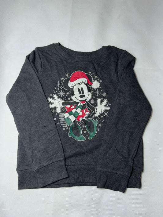 Preloved Kids Girls Charcoal Grey Minnie Mouse Holiday Snowflake Sweatshirt