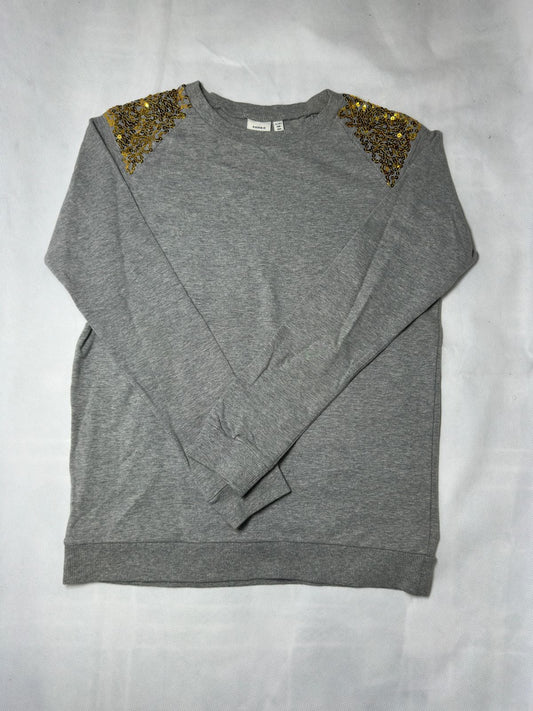 Preloved Kids Girls Grey Sequin Shoulder Accent Sweatshirt