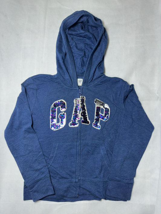 Preloved Kids Girls Blue Gap Sequin Logo Zip-Up Hoodie