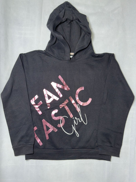 Preloved Kids Girls Dark Grey FANTASTIC GIRL Foil Print Hoodie