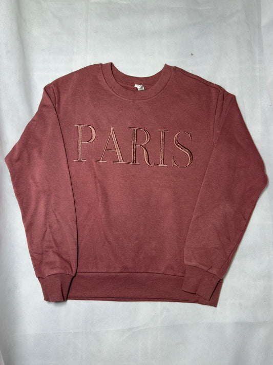 Preloved Kids Girls Dusty Pink PARIS Embroidered Crewneck Sweatshirt