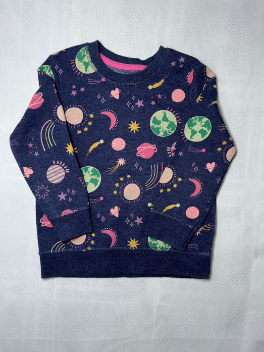 Preloved Kids Girls Navy Blue Cosmic Space Universe Sweatshirt