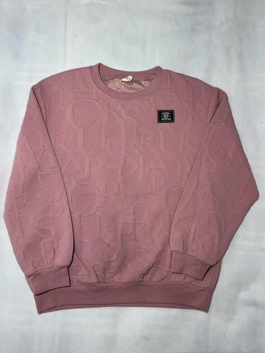 Preloved Kids Girls Dusty Pink Letter-Embossed Crewneck Sweatshirt