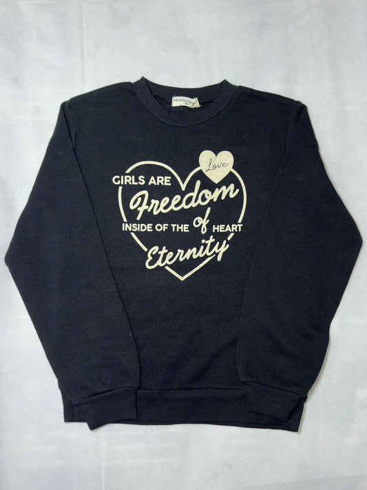 Preloved Kids Girls Black Freedom of Eternity Heart Graphic Sweatshirt
