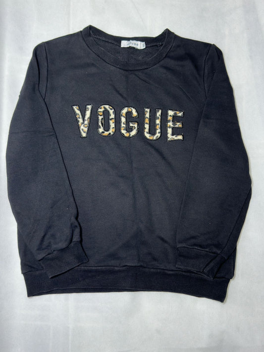 Preloved Kids Girls Black VOGUE Leopard Lettering Sweatshirt