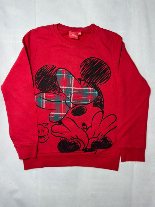 Preloved Kids Girls Disney Red Minnie Mouse Plaid Bow Sweatshirt