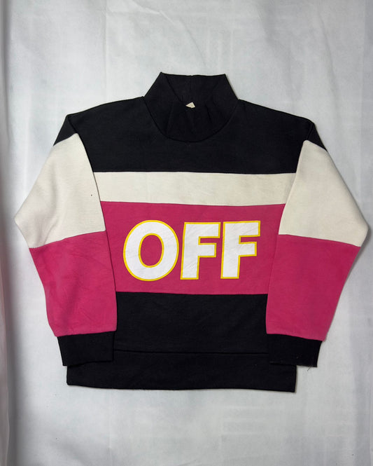 Preloved Black, Off-White & Magenta Pink Colorblock "OFF" High-Neck Sweatshirt